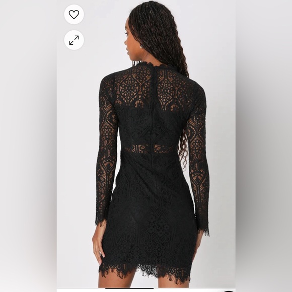 NWT Lulu’s Appetite for Seduction Black Lace Long Sleeve Dress - Picture 2 of 4